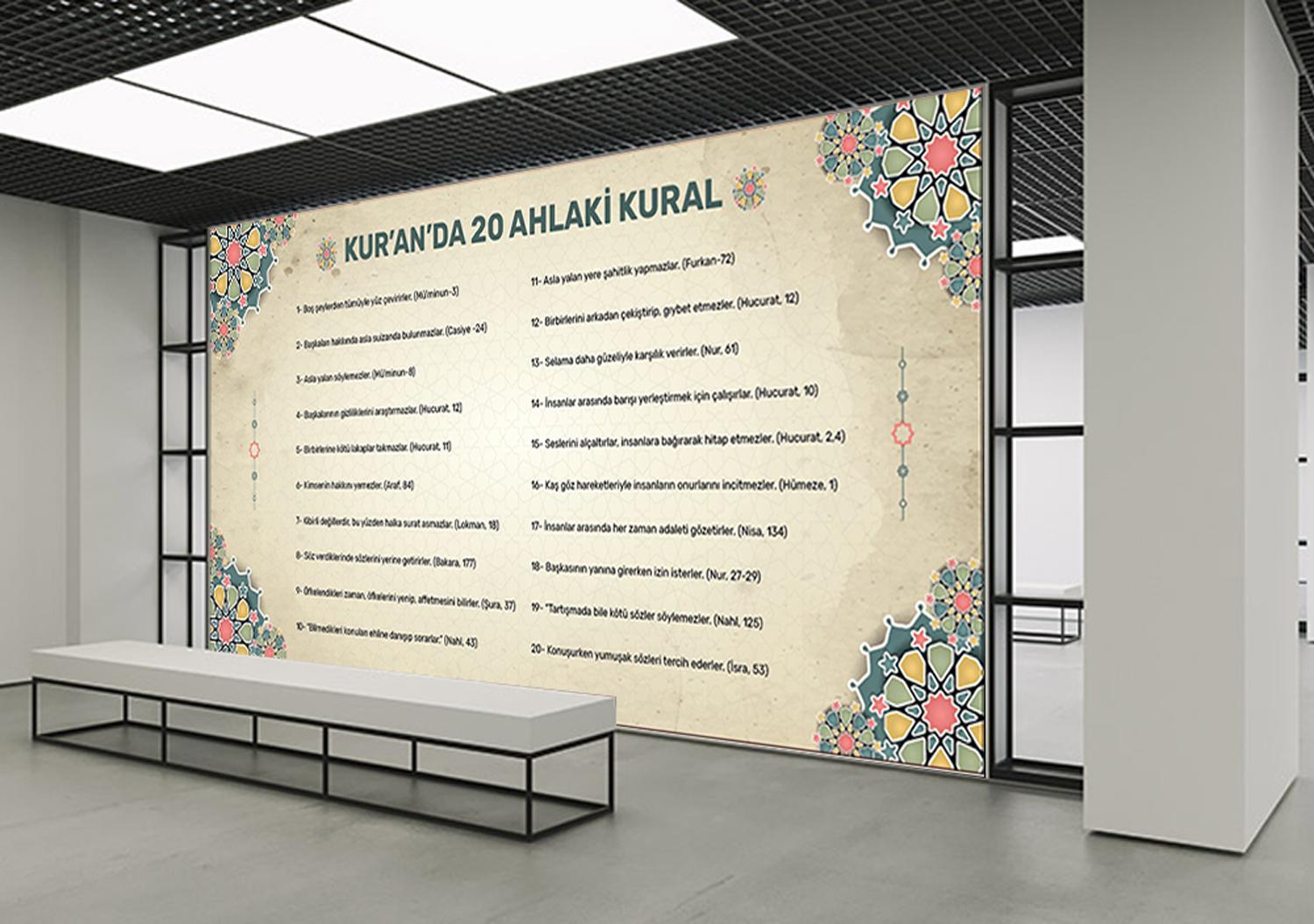 Kur’an’da 20 Ahlaki Kural Okul Posteri